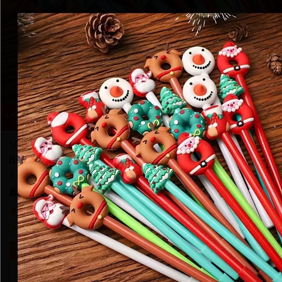 10pcs Christmas Themed Gel Pens, Unique Designs with Black Ink - Picture 3 of 8